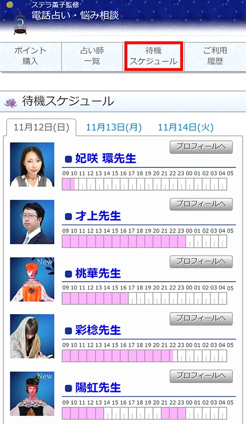 ステラコール無料電話占い(スケジュール)