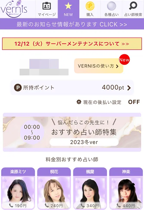 ヴェルニ無料電話占い(登録方法5)